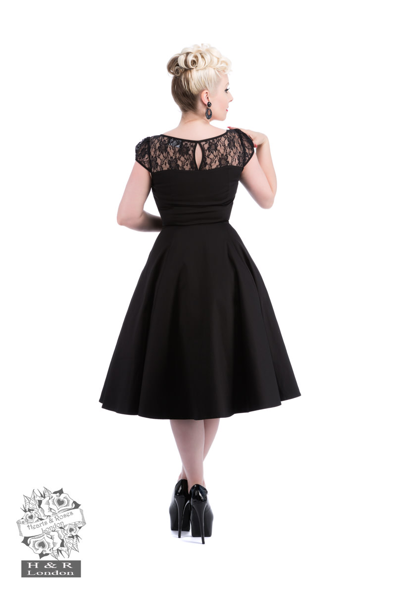 Black Mesh Lace Swing Dress